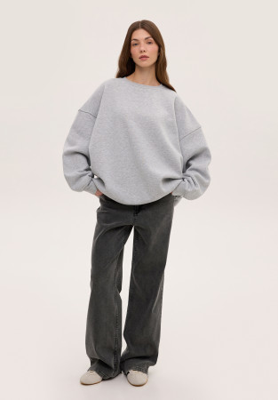 Свитшот трехнитка утепленная unisex серый меланж Свитшот трехнитка утепленная unisex серый меланж